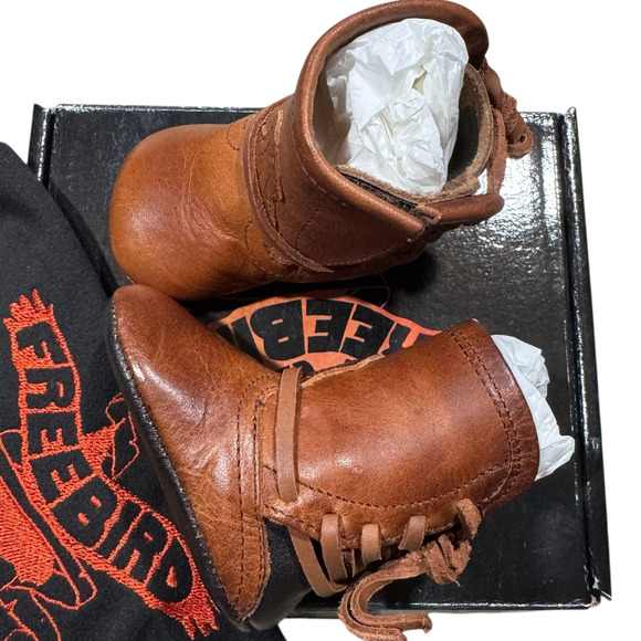 Freebird Baby Coal Leather Tall Western Boho Boots Size 3-6 Months in Brown NEW - Picture 1 of 10